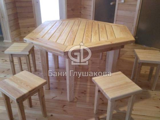 Комплект мебели для бани из кедра шестигранный