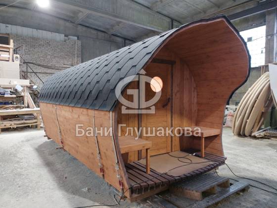 Баня «София» 5,7м из бочковой доски