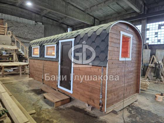 Баня «Буханочка» из бочковой термодоски 4,9х5,9