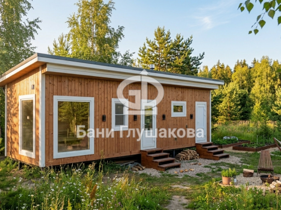 Баня «Суоми» 3,5х10,5 с хозблоком