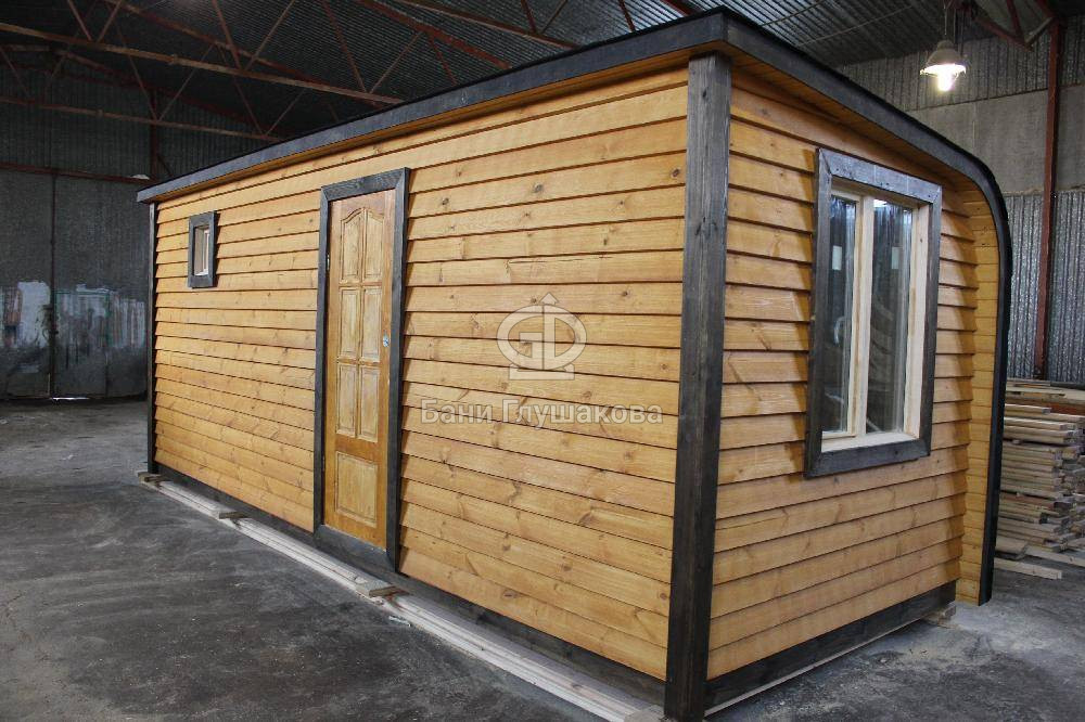 Закругленная баня «Клин» 6м с помывочной комнатой и душем под ключ